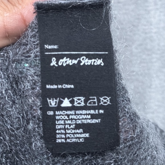 & Other Stories Sweater Womens XS Gray Soft Mohair Blend Knit Button Cardigan - Picture 5 of 9